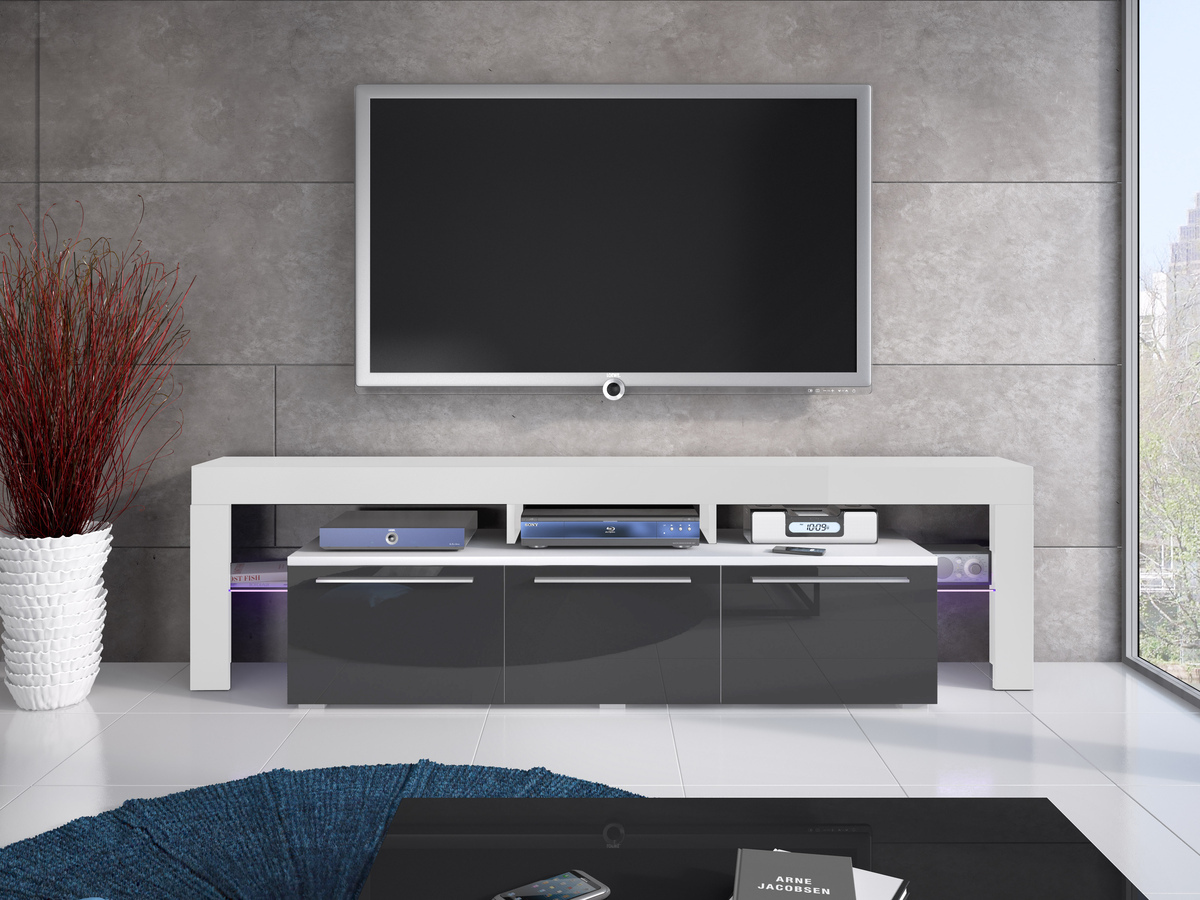 TV-Möbel Nashville 103 (Weiss + Glanzgrau)